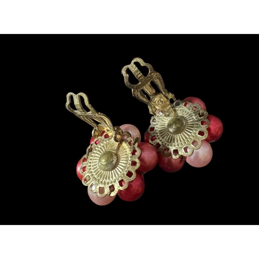 Vintage Pink Faux Pearl Necklace 18 Inch With Japan Clip On Earrings Set - Picture 10 of 10
